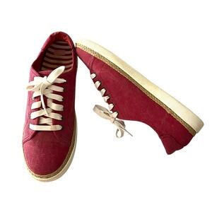 Vionic Casual Sneakers Canvas Comfort Walking Shoes‎ Red Sneakers Size 11